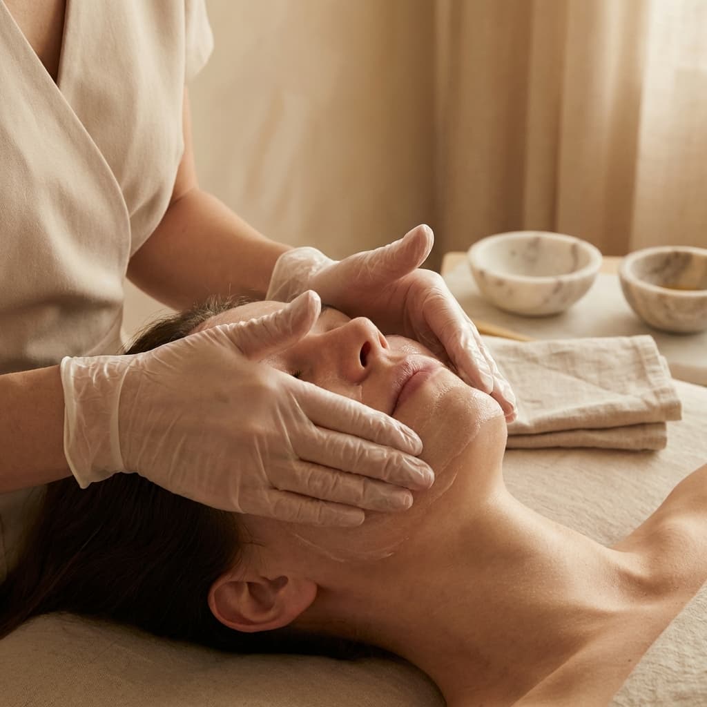 Aesthetician hands performing massage